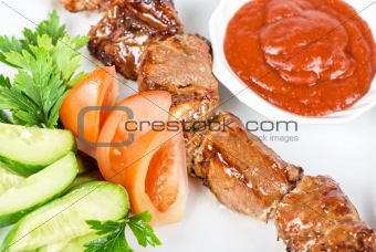 Fried kebab meat