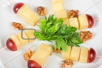 Cheese and grapes and nuts