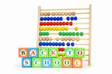 Alphabet blocks and abacus isolated on white