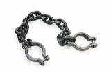 Metal shackles isolated on the white background