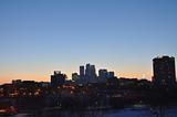 Minneapolis skyline at sunset