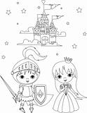 Medieval knight and princess coloring page 