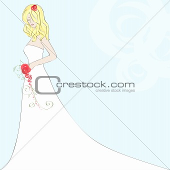 Beautiful bride with bouquet Vector Illustration