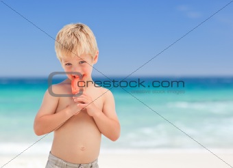Little boy eating his ice cream