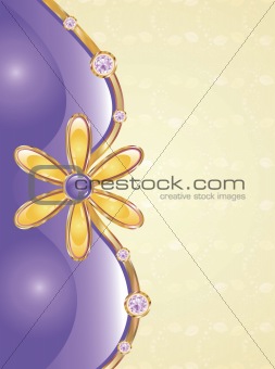 golden background with flower and diamonds