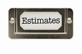 Estimates File Drawer Label Isolated on a White Background.