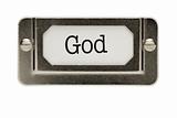 God File Drawer Label Isolated on a White Background.