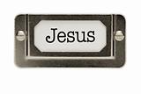 Jesus File Drawer Label Isolated on a White Background.