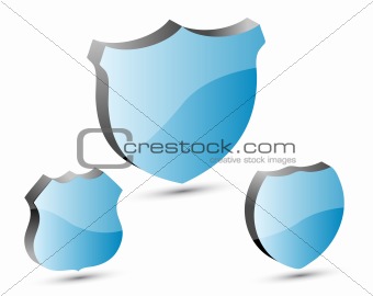 3D blue shield set