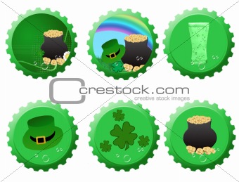 Set of St. Patrick bottle tops