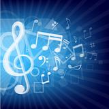 modern music notes blue background