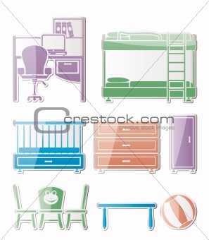 nursery and children room objects, furniture and equipment
