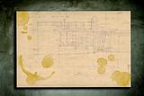 Vintage paper with coffee stains on wooden background 
