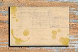 Vintage paper with coffee stains on wooden background 
