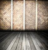 bamboo wall with wooden floor in dark room style 