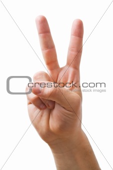 Hand showing the V sign
