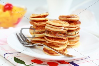 Sweet mini pancakes with pancake maker