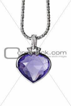 Silver pendant and blue heart shaped gemstone