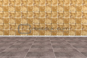 Empty room with stone wall