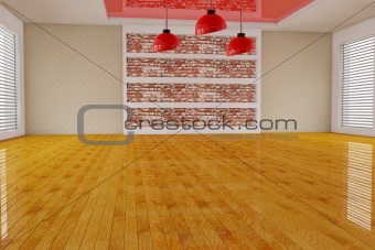 Empty red interior room
