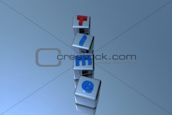 Time letter written on cubes