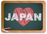Japan Love on Blackboard. Earthquake and Tsunami Design