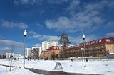 Urban landscape. Winter, Moscow, Russia 