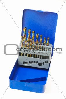 Drill bits set isolated on white background - coated with cobalt