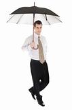 Business man with umbrella