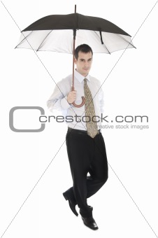 Business man with umbrella