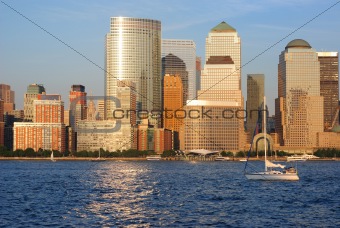 Manhattan Skyline and Sailboats