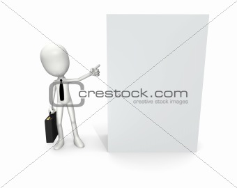 3d man standing near a blank board