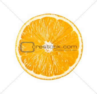 Perfect slice of orange isolated on white