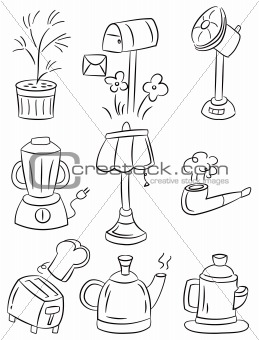 hand draw home appliances cartoon icon