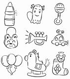hand draw cartoon baby toy icon