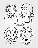 hand draw cartoon family icon