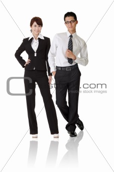 Asian business woman and man