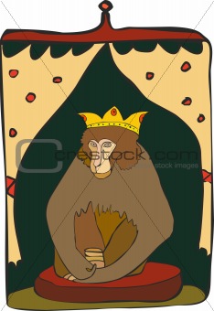 Brown monkey with a crown