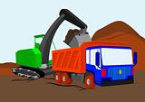 Truck and excavator