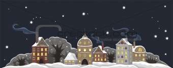 Night town on Christmas eve