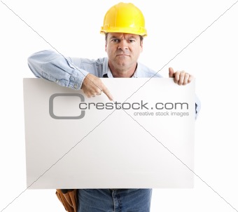 Angry Worker with Sign