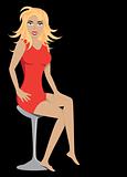 Sexy lady sitting on stool
