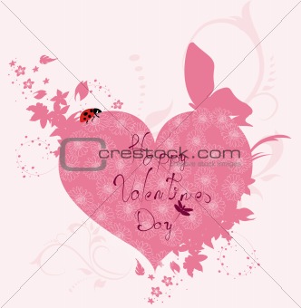 Love card with heart and ladybird 