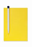 Isolated notebook with a pen. Clipping path.