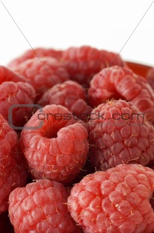 Vertical of yummy raspberries