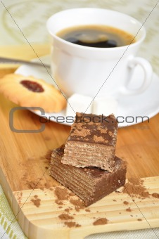 Morning coffee with biscuits and cake 