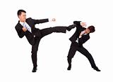 Asian Businessman are fighting by kung fu