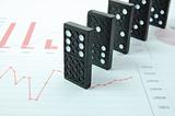 risky domino over a financial business chart