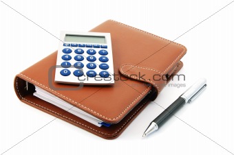 business organizer and pen