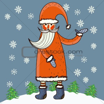 Cartoon Santa in funny style